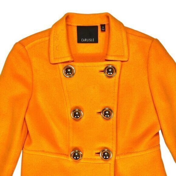 CARLISLE Wool Unlined Double Breasted UNIQUE Pea Coat 8 Chic Modern Preppy Noel - Picture 2 of 16